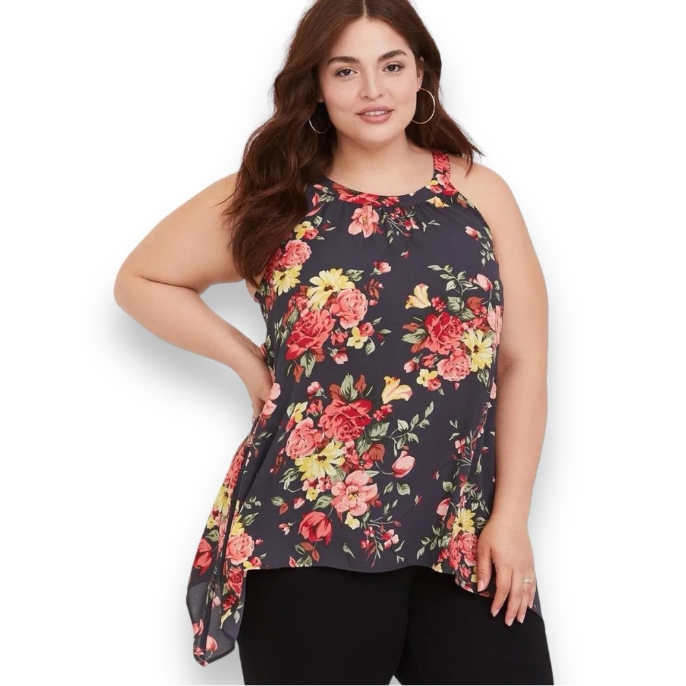 Torrid Georgette Keyhole Back Shark Bite Hem Blouse Top Size 2X • NEW